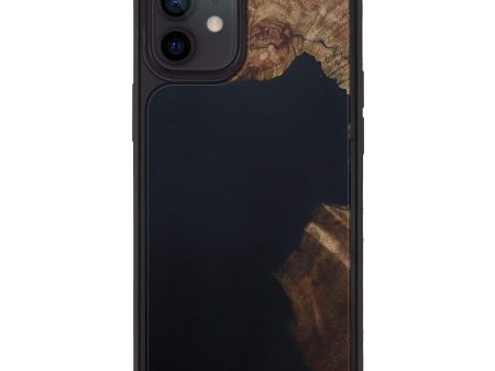 iPhone 12 Wood+Resin Phone Case - Fleda (Pure Black, 591707) Fashion