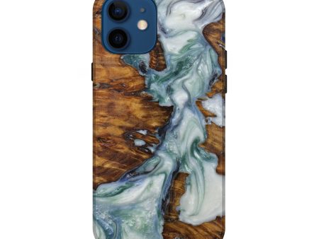 iPhone 12 Wood+Resin Live Edge Phone Case - Abbye (Light Blue, 593337) Online