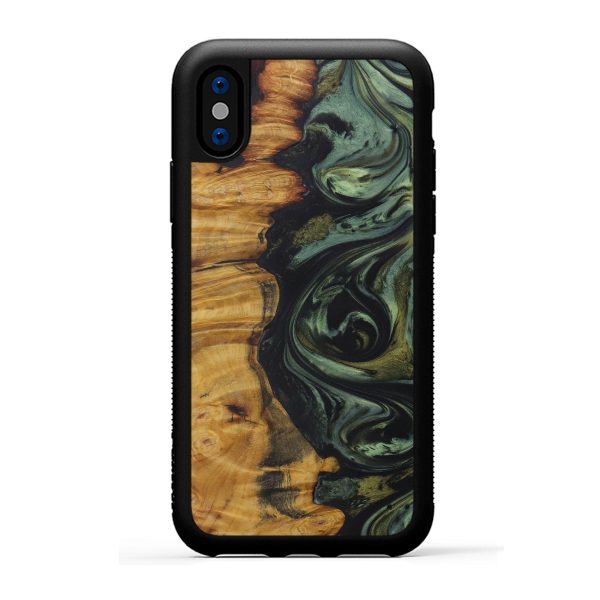 iPhone X Wood+Resin Phone Case - Lisle (Dark Green, 590617) Online