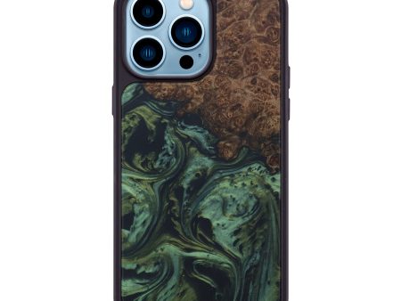 iPhone 14 Pro Max Wood+Resin Phone Case - Novella (Dark Green, 587195) Online Hot Sale