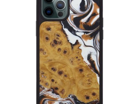 iPhone 12 Pro Max Wood+Resin Phone Case - Maranda (Black & White, 588800) For Sale