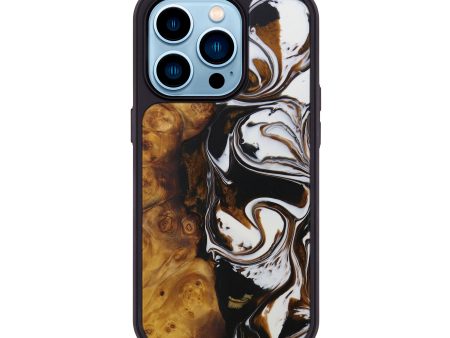 iPhone 14 Pro Wood+Resin Phone Case - Worley (Black & White, 594032) Hot on Sale