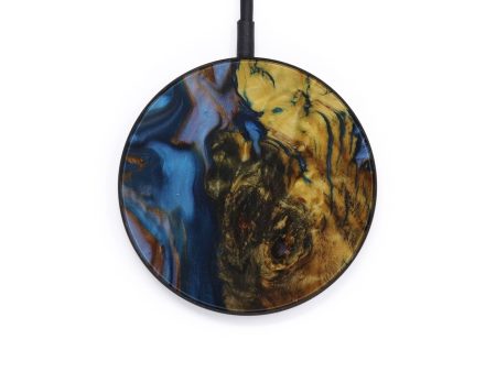 Circle Wood+Resin Wireless Charger - Regenia (Teal & Gold, 590707) For Sale