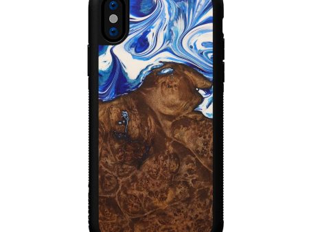 iPhone X Wood+Resin Phone Case - Sultan (Dark Blue, 588339) For Sale