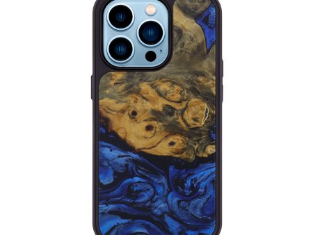 iPhone 14 Pro Wood+Resin Phone Case - Trey (Dark Blue, 587506) Discount