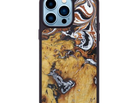 iPhone 14 Pro Max Wood+Resin Phone Case - Toshi (Black & White, 588762) For Sale