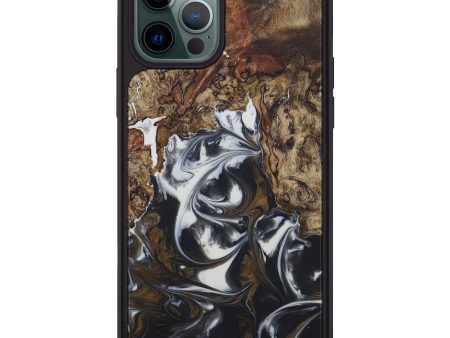 iPhone 12 Pro Max Wood+Resin Phone Case - Munir (Black & White, 594056) on Sale