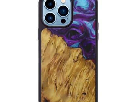 iPhone 14 Pro Max Wood+Resin Phone Case - Malethia (Purple, 587106) For Discount