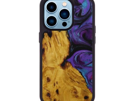 iPhone 14 Pro Wood+Resin Phone Case - Tim (Purple, 589395) For Discount