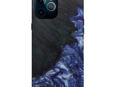 iPhone 12 Pro Max Wood+Resin Live Edge Phone Case - Agathe (Dark Blue, 591785) Online now