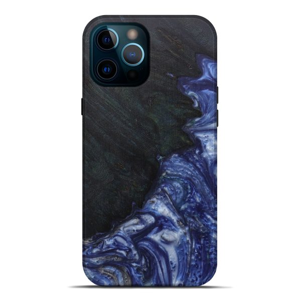 iPhone 12 Pro Max Wood+Resin Live Edge Phone Case - Agathe (Dark Blue, 591785) Online now