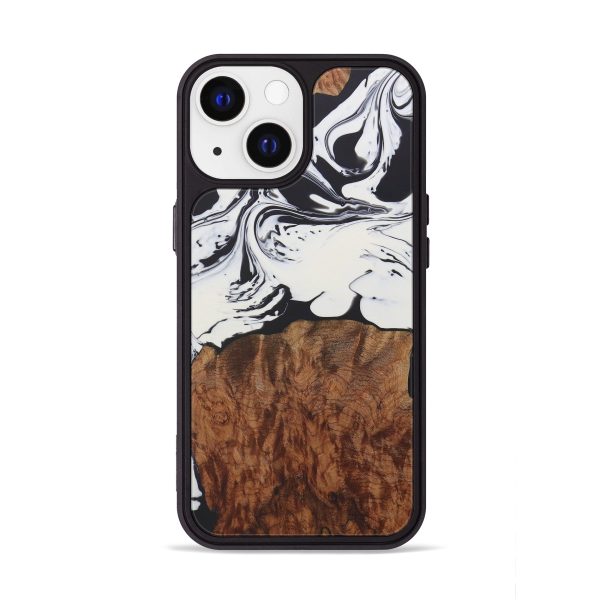 iPhone 13 Wood+Resin Phone Case - Rahsaan (Black & White, 588832) Sale