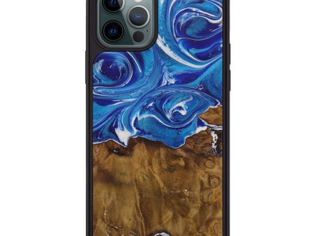 iPhone 12 Pro Wood+Resin Phone Case - Patch (Light Blue, 587087) Cheap