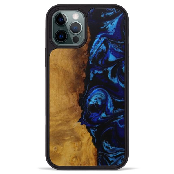 iPhone 12 Pro Max Wood+Resin Phone Case - Jessa (Dark Blue, 593123) For Discount