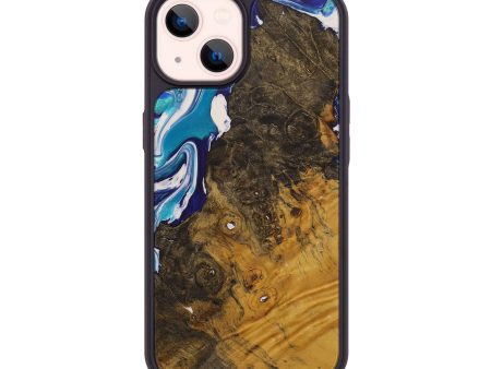 iPhone 14 Wood+Resin Phone Case - Woodson (Light Blue, 587576) For Cheap