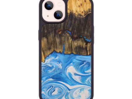 iPhone 14 Wood+Resin Phone Case - Pas (Light Blue, 594110) Fashion