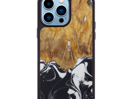 iPhone 14 Pro Max Wood+Resin Phone Case - Marcella (Black & White, 594036) Hot on Sale