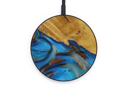 Circle Wood+Resin Wireless Charger - Austin (Teal & Gold, 590757) Sale