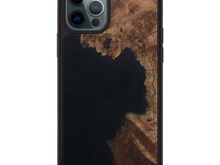 iPhone 12 Pro Max Wood+Resin Phone Case - Salvatore (Pure Black, 591726) on Sale