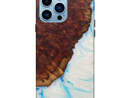 iPhone 14 Pro Max Wood+Resin Live Edge Phone Case - Adiana (Light Blue, 591775) Supply