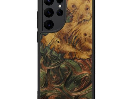 Galaxy S22 Ultra Wood+Resin Phone Case - Clevon (Dark Green, 591010) Sale