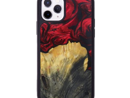 iPhone 11 Pro Wood+Resin Phone Case - Justen (Dark Red, 594676) For Sale