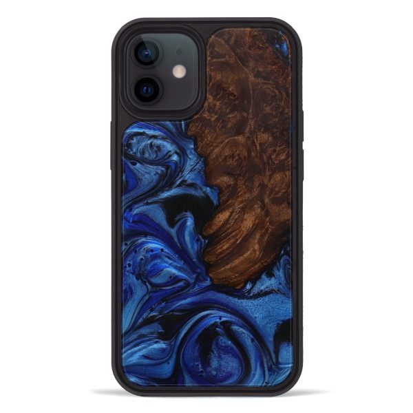 iPhone 12 Wood+Resin Phone Case - Jair (Dark Blue, 591350) Online now