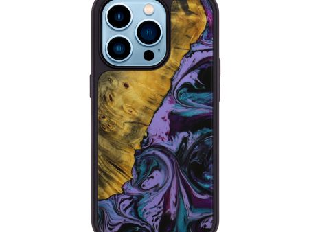 iPhone 14 Pro Wood+Resin Phone Case - Teetwo (Purple, 591223) Supply