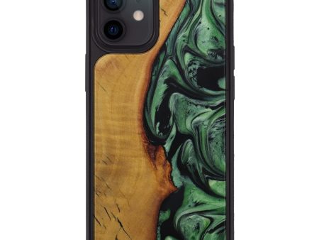 iPhone 12 Wood+Resin Phone Case - Jaymes (Dark Green, 591015) Online Sale