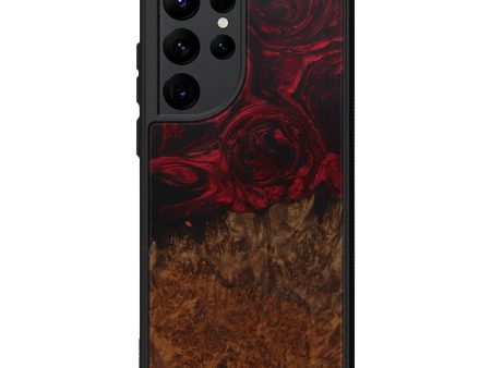 Galaxy S22 Ultra Wood+Resin Phone Case - Estie (Dark Red, 587415) Fashion