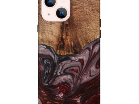 iPhone 14 Plus Wood+Resin Live Edge Phone Case - Vivian (Dark Red, 594196) Cheap