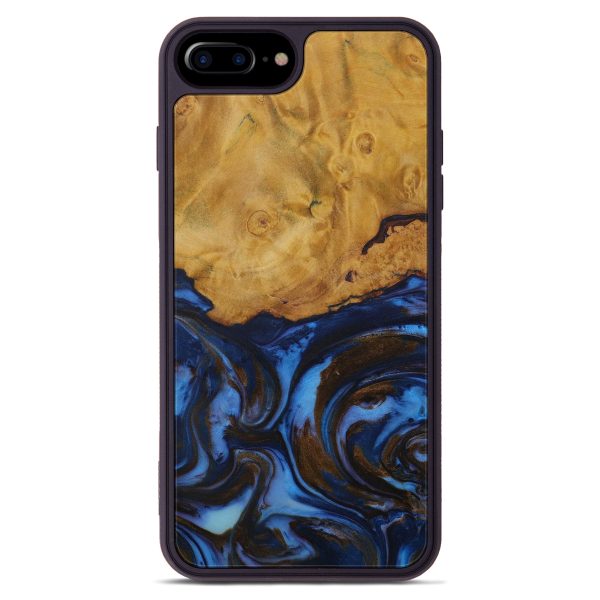 iPhone 8 Plus Wood+Resin Phone Case - Margarita (Teal & Gold, 594939) Hot on Sale