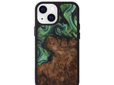 iPhone 13 mini Wood+Resin Phone Case - Olevia (Dark Green, 593609) Cheap