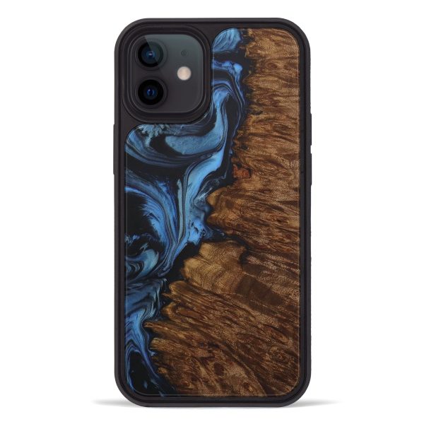 iPhone 12 Wood+Resin Phone Case - Bessie (Dark Blue, 588246) Online Sale