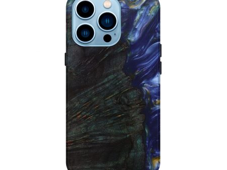 iPhone 14 Pro Wood+Resin Live Edge Phone Case - Aprilette (Light Blue, 589818) For Discount