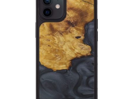 iPhone 12 Wood+Resin Phone Case - Aimee (Pure Black, 591724) Sale