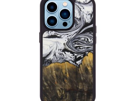 iPhone 14 Pro Wood+Resin Phone Case - Allsun (Black & White, 592725) For Cheap