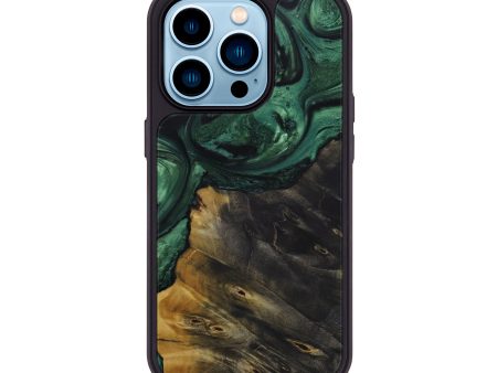 iPhone 14 Pro Wood+Resin Phone Case - Shona (Dark Green, 589021) Online now