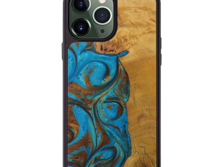 iPhone 13 Pro Max Wood+Resin Phone Case - Furman (Teal & Gold, 590825) Online now