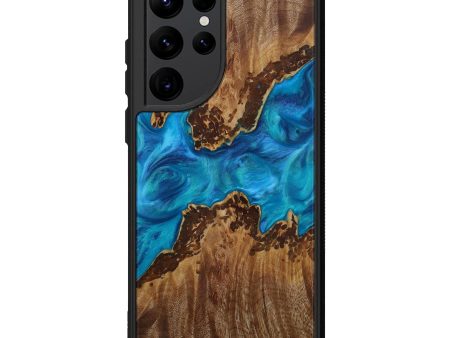 Galaxy S22 Ultra Wood+Resin Phone Case - Tate (Light Blue, 592444) For Cheap