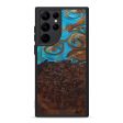 Galaxy S22 Ultra Wood+Resin Phone Case - Norine (Teal & Gold, 594977) Cheap