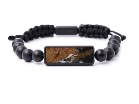 Bead Wood+Resin Bracelet - Nirmal (Black & White, 594078) Online