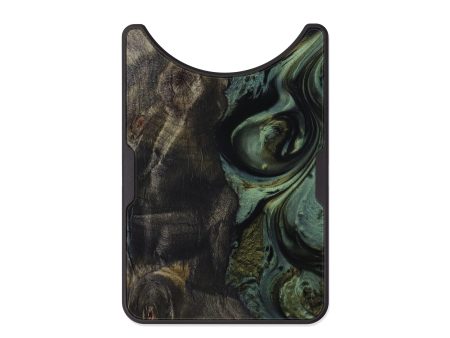 Alloy Wood+Resin Wallet - Tenisha (Dark Green, 590614) For Cheap