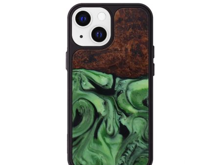 iPhone 13 mini Wood+Resin Phone Case - Dee (Dark Green, 595930) Sale