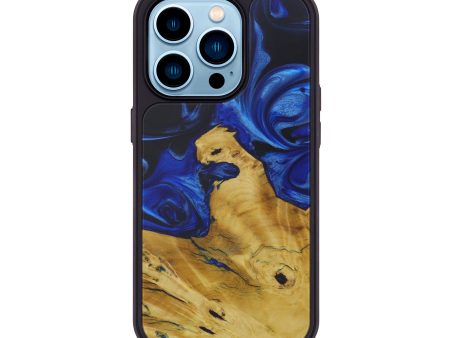 iPhone 14 Pro Wood+Resin Phone Case - Aloisia (Dark Blue, 588307) Fashion