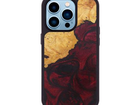 iPhone 14 Pro Wood+Resin Phone Case - Aarika (Dark Red, 588362) Supply