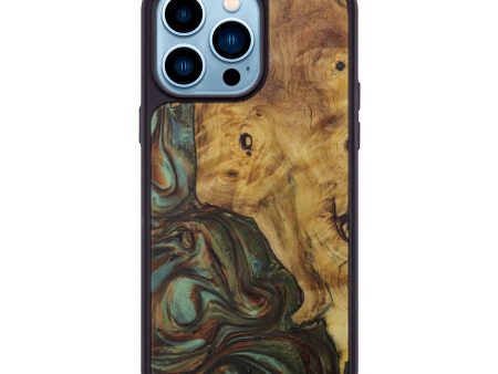 iPhone 14 Pro Max Wood+Resin Phone Case - Pitts (Dark Green, 589010) For Discount