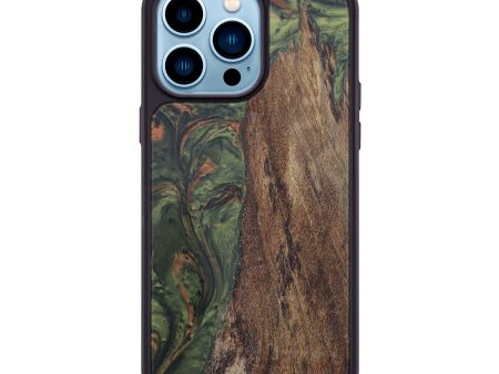 iPhone 14 Pro Max Wood+Resin Phone Case - Wirt (Dark Green, 588607) Online