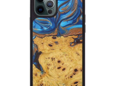 iPhone 12 Pro Max Wood+Resin Phone Case - Huey (Teal & Gold, 588451) Online Hot Sale