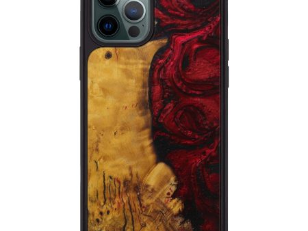 iPhone 12 Pro Max Wood+Resin Phone Case - Homa (Dark Red, 595362) For Sale